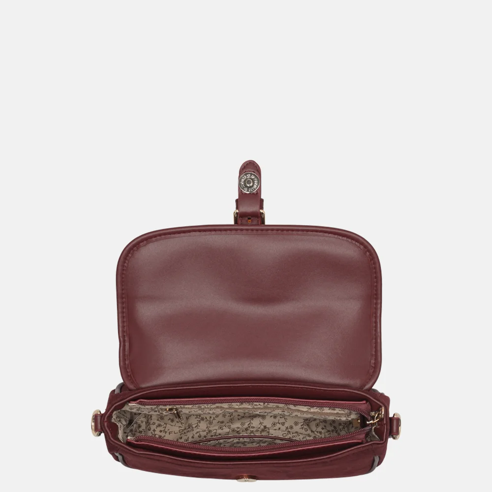 Flora & Co Suedine crossbody tas bordeaux bij Duifhuizen