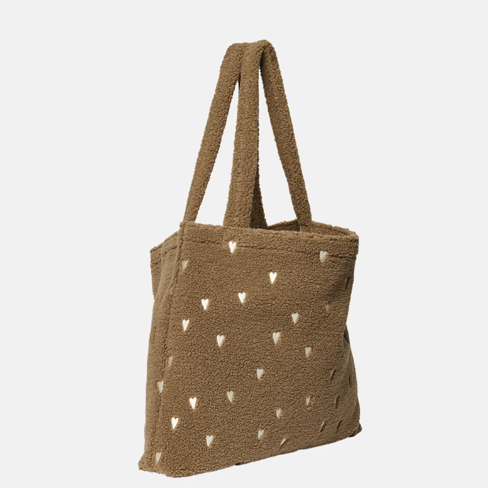 Studio Noos mom bag teddy hearts shopper brown bij Duifhuizen