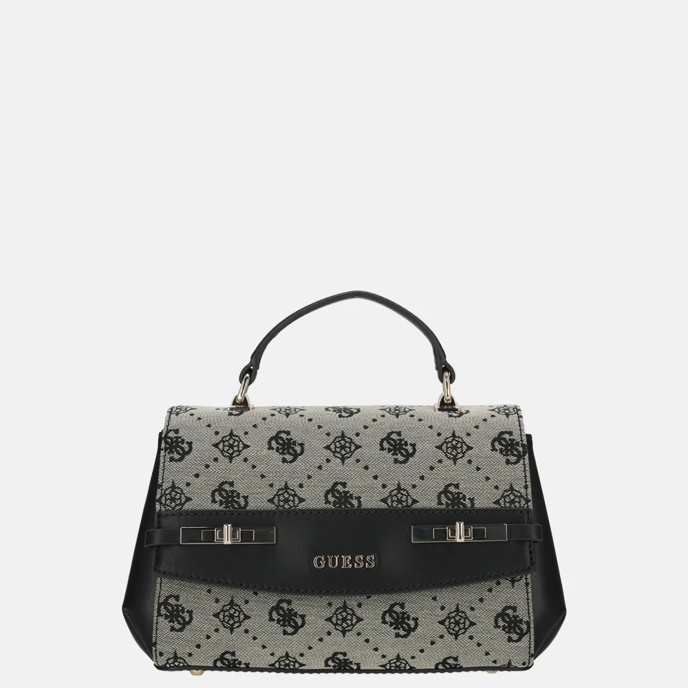 Guess Melinda top handle flap handtas black logo bij Duifhuizen