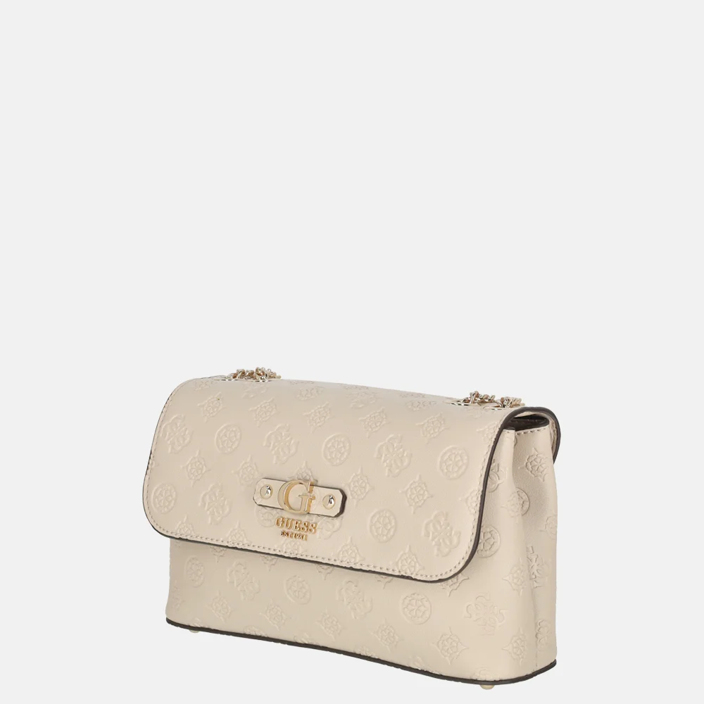 Guess Dita crossbody tas light taupe logo bij Duifhuizen