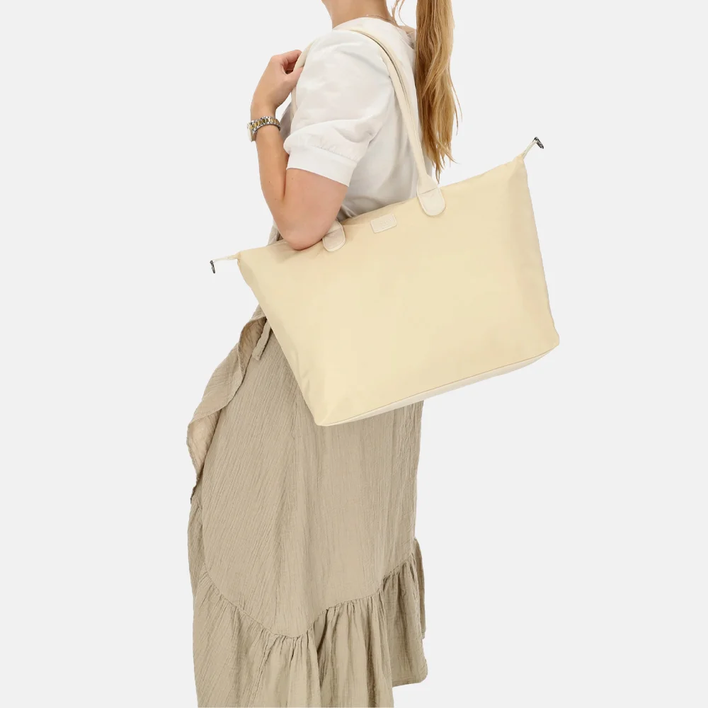 Charm London Buckingham Mono shopper met 15.6 inch laptopvak L creme bij Duifhuizen
