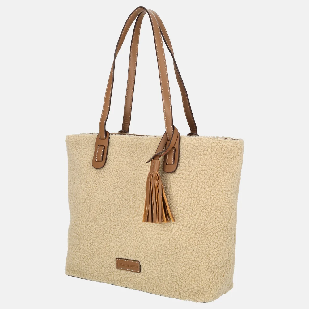 Laurent David shopper teddy taupe bij Duifhuizen