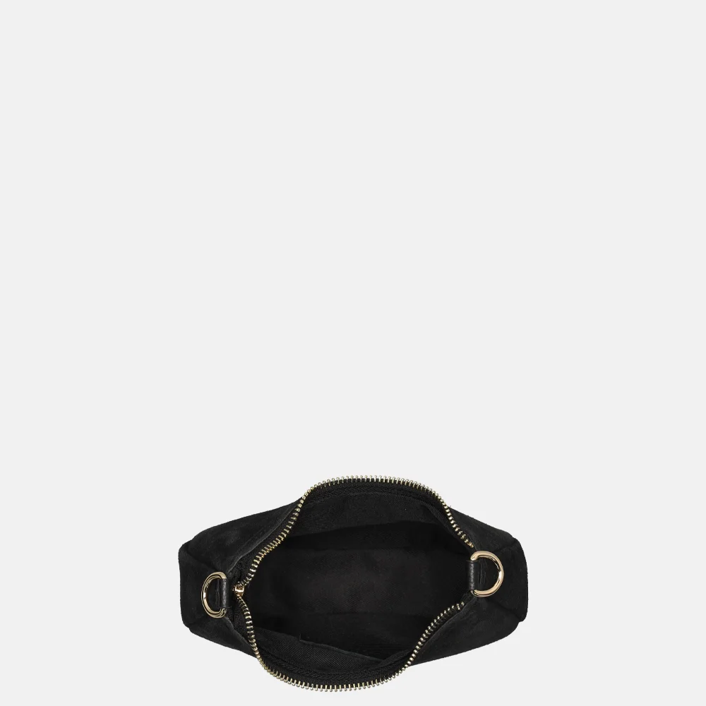 Charm London Mini schoudertas suede zwart bij Duifhuizen
