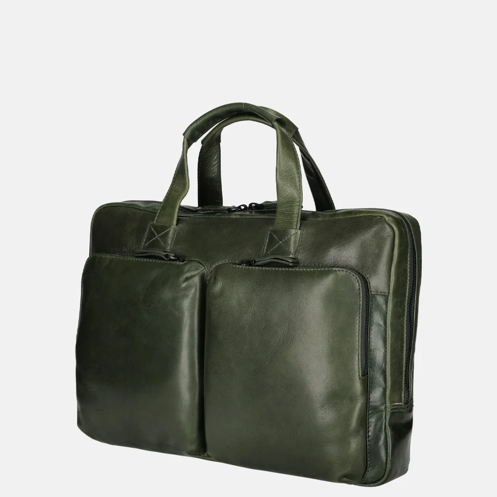 Leonhard Heyden Porto 14 inch laptoptas bottle green bij Duifhuizen