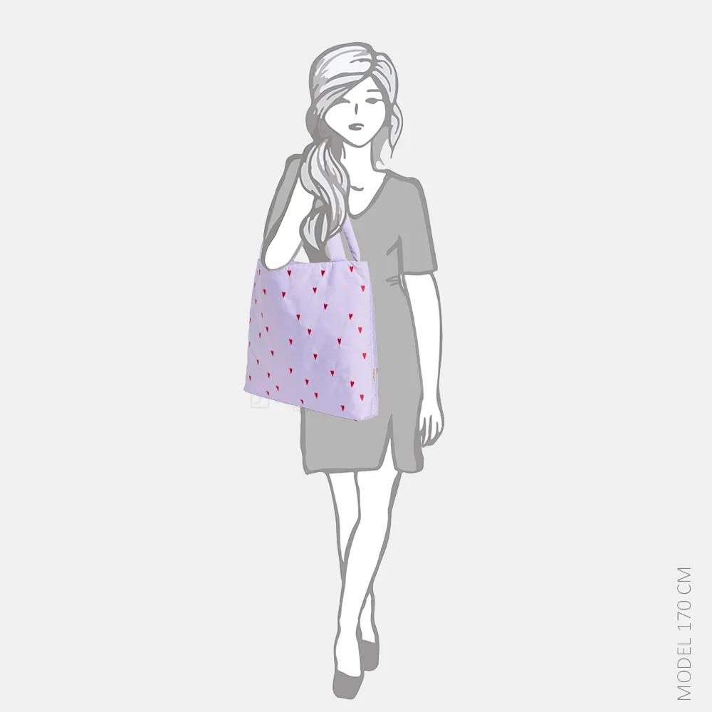 Studio Noos Puffy Mom bag shopper purple hearts bij Duifhuizen
