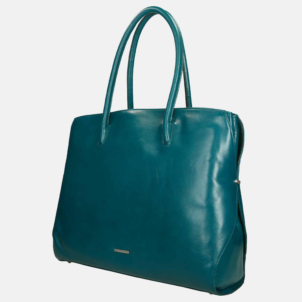 Claudio Ferrici Classico shopper 13.3 inch teal bij Duifhuizen