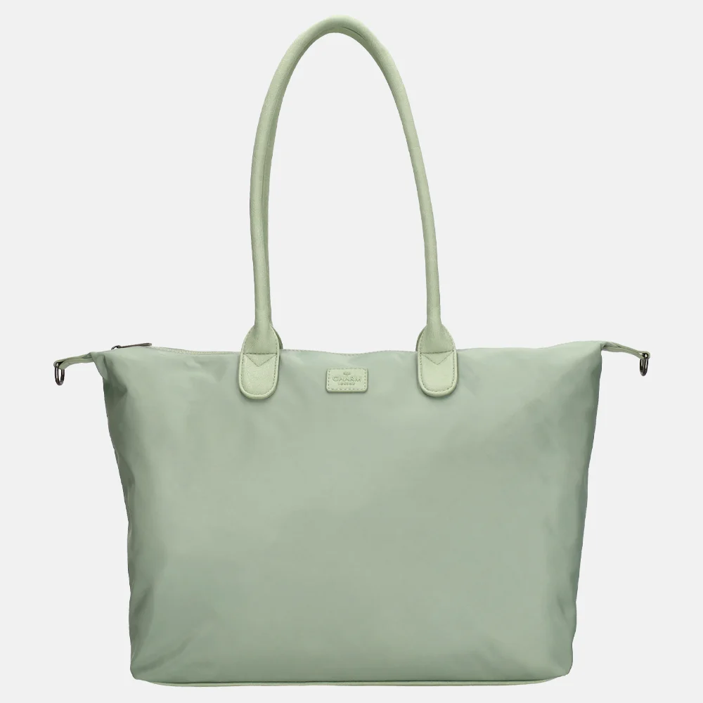 Charm London Buckingham Mono shopper met 15.6 inch laptopvak L lichtgroen bij Duifhuizen