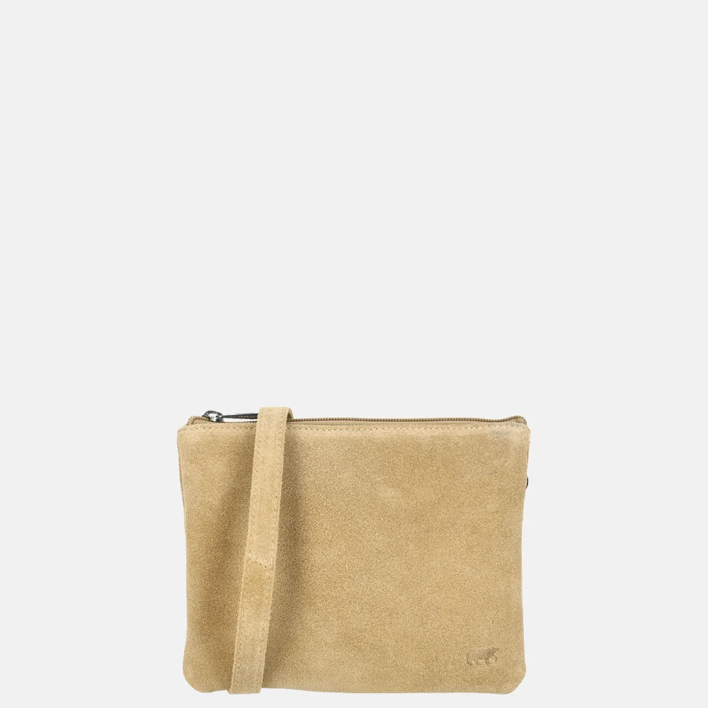 Bear Design crossbody tas rits dubbelvak suede biscuit
