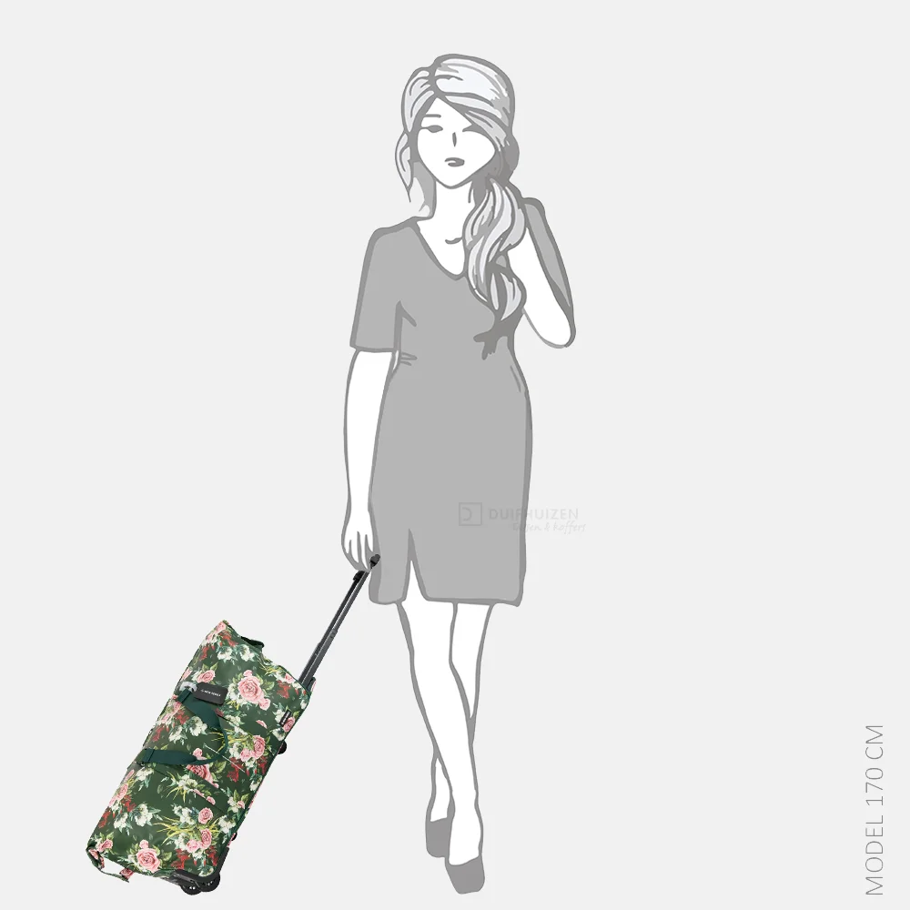 New Rebels Flora duffle reistas op wielen dark green bij Duifhuizen