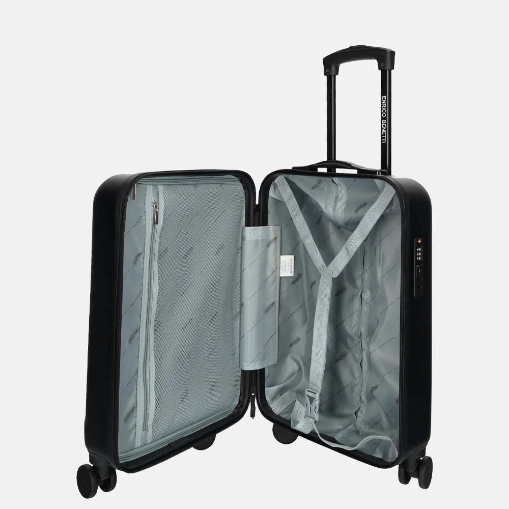 Enrico Benetti Edmonton handbagage koffer 55 cm zwart bij Duifhuizen