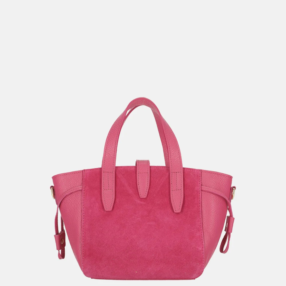Charm London handtas suede/leer fuchsia bij Duifhuizen