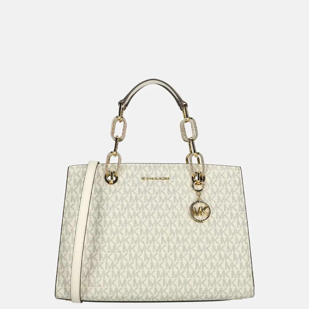 Michael Kors Cynthia handtas satchel logo M van/cream bij Duifhuizen