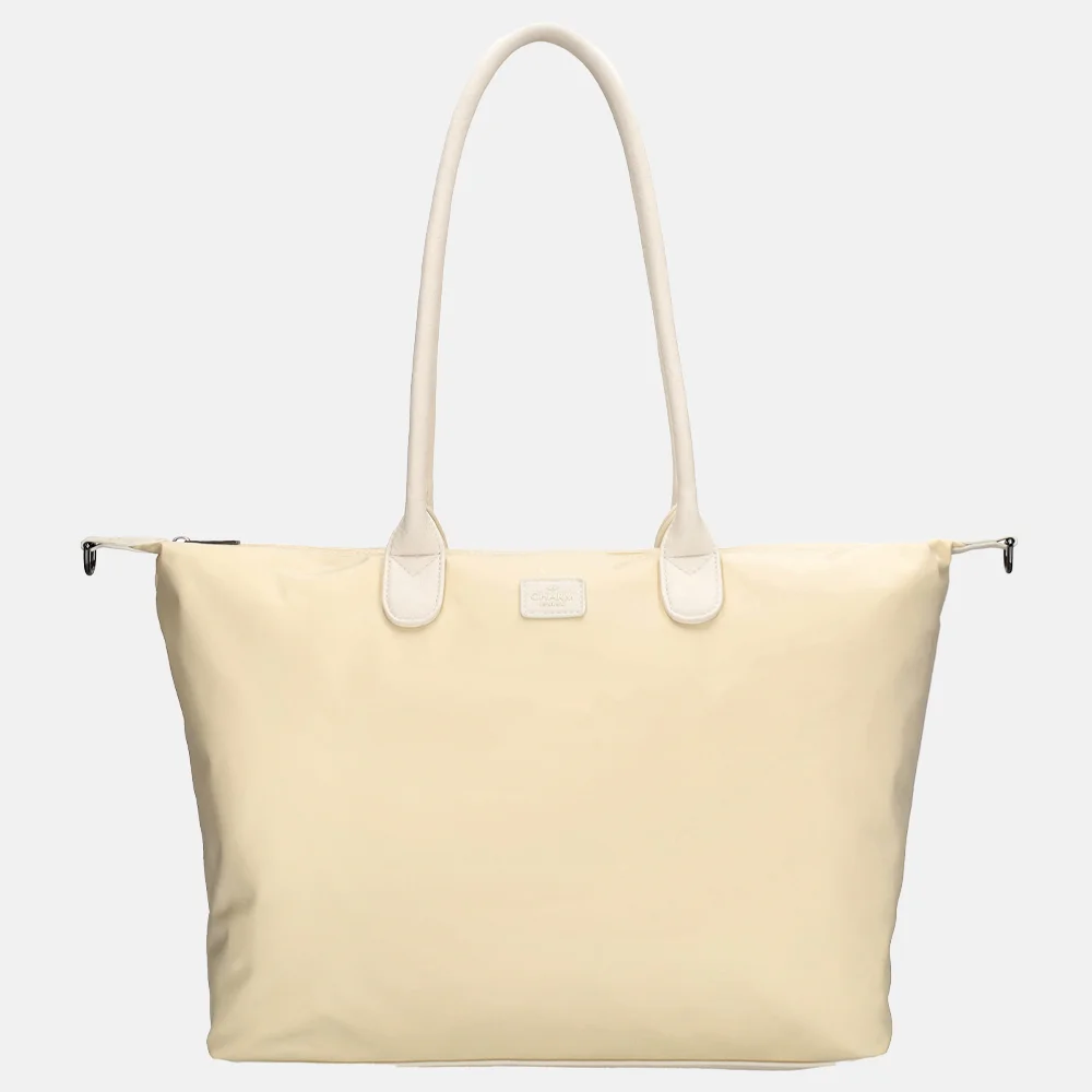 Charm London Buckingham Mono shopper met 15.6 inch laptopvak L creme bij Duifhuizen
