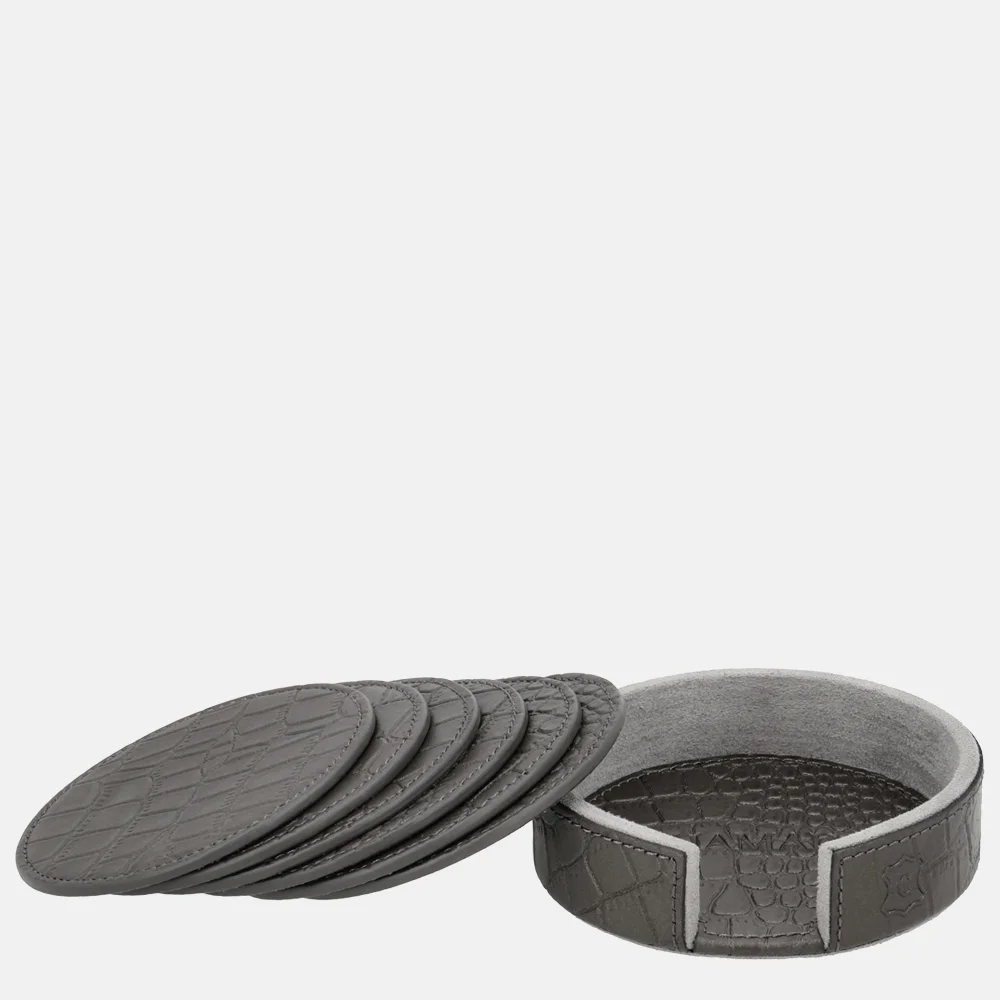 Chamada leren ronde onderzetters croco gun bij Duifhuizen