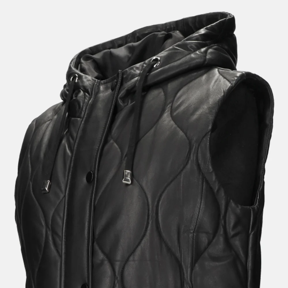 Dekkers Ledermode Julia bodywarmer lang zwart bij Duifhuizen