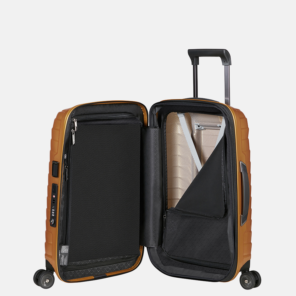 Samsonite Proxis expandable handbagage koffer 55 cm honey gold bij Duifhuizen