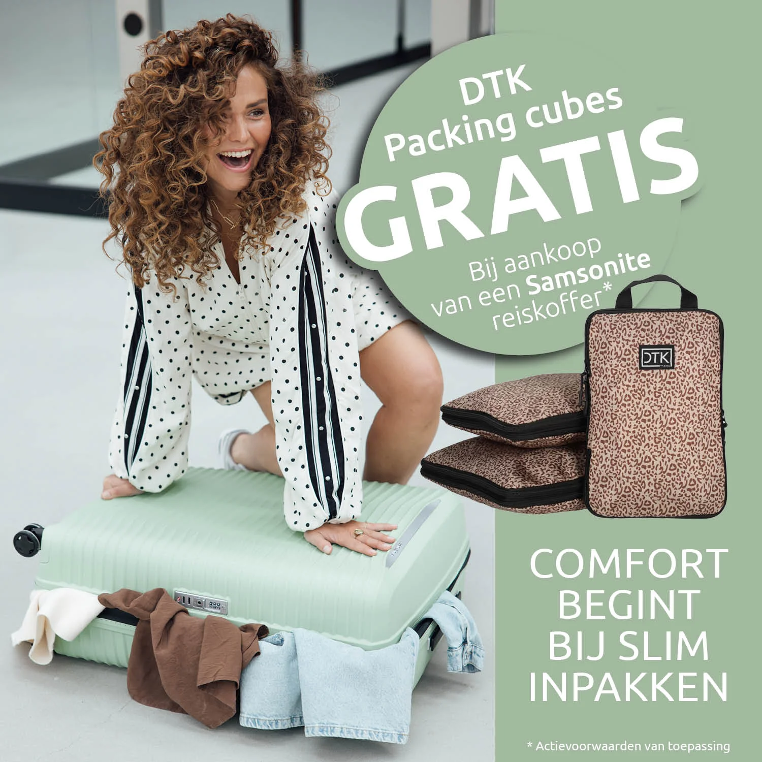 Samsonite koffer actie gratis packing cubes