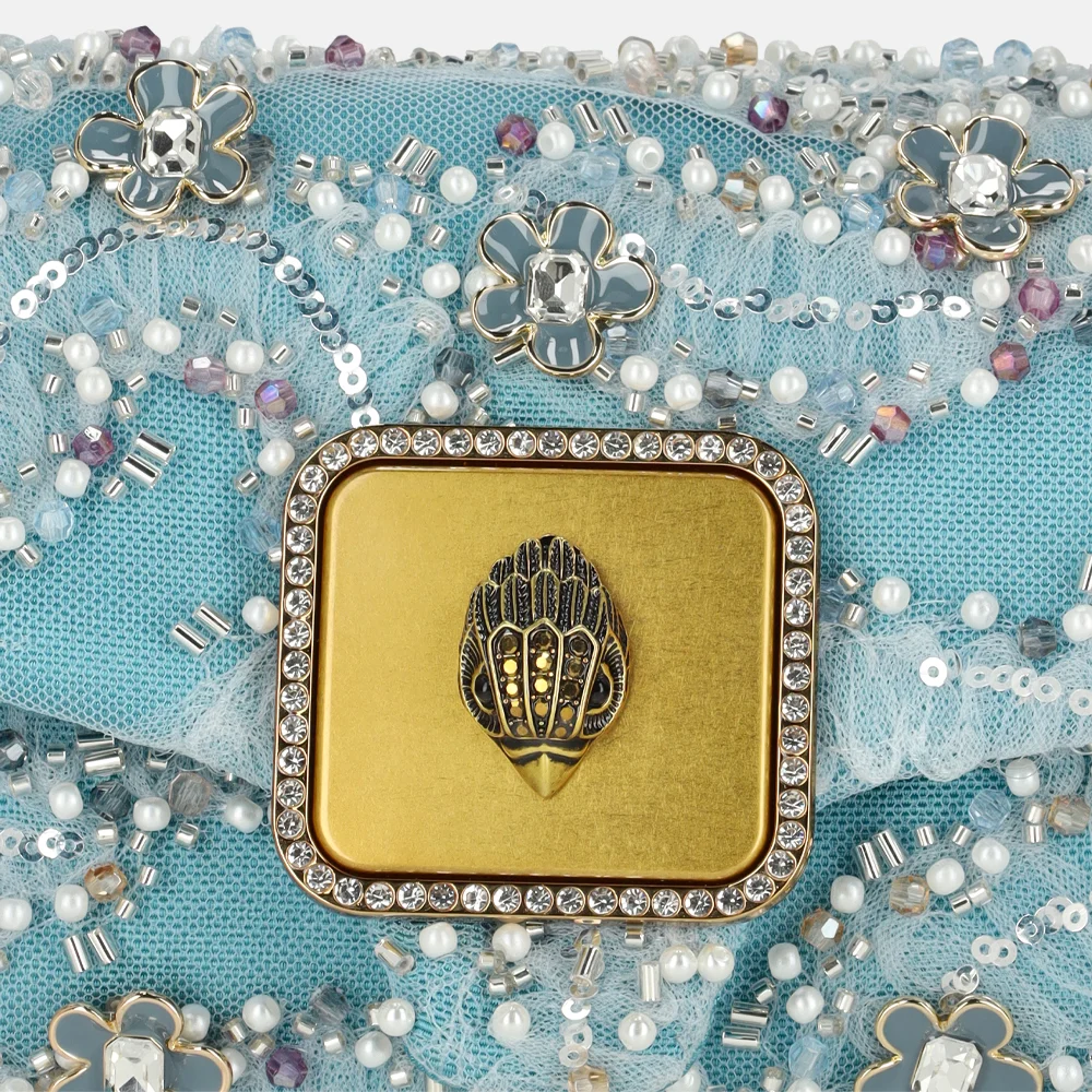 Kurt Geiger Pimlico schoudertas mini blue pal bij Duifhuizen