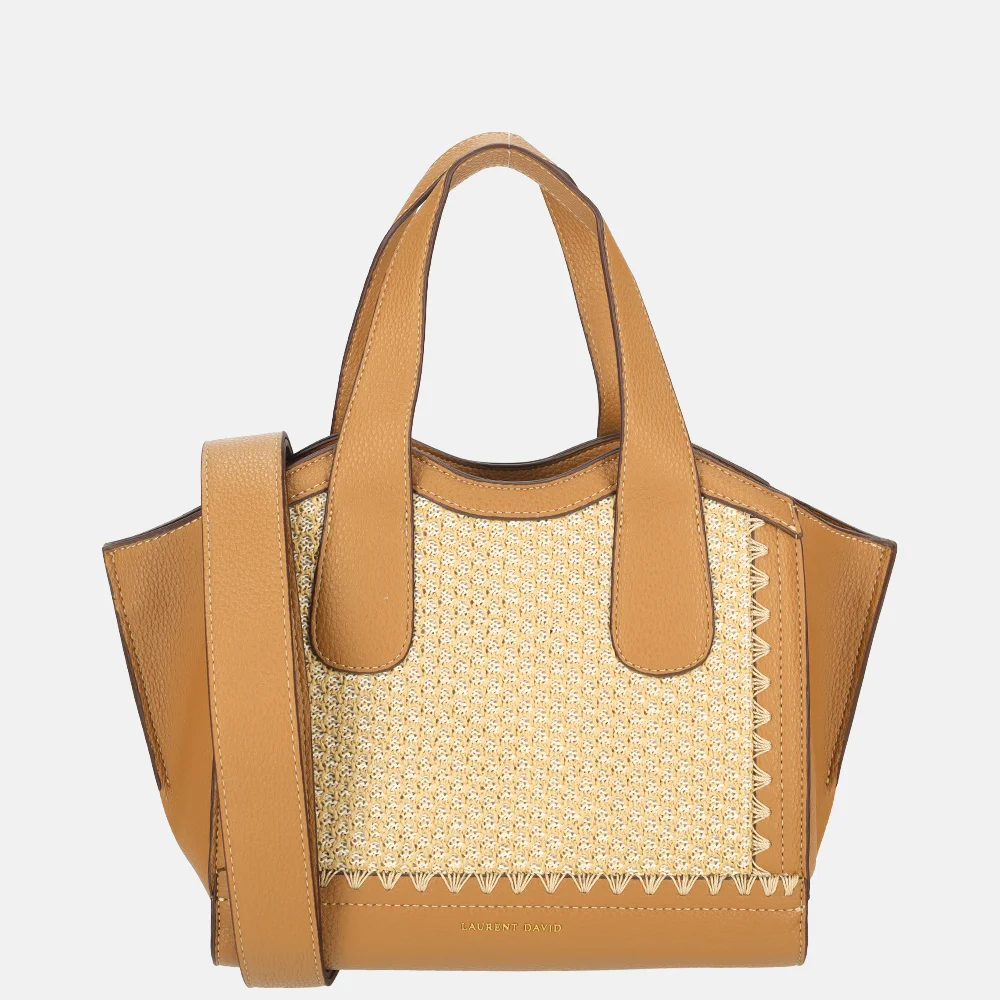 Laurent David Rosa handtas raffia cognac