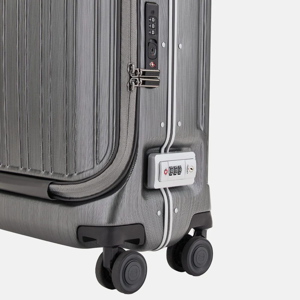 Piquadro handbagage koffer met voorvak 55 cm ncu nero bij Duifhuizen