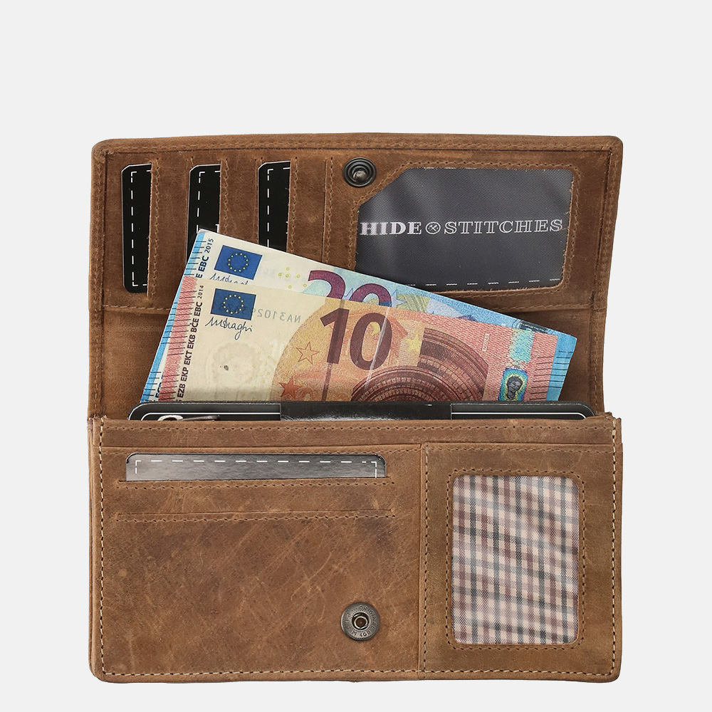 Hide & Stitches Idaho portemonnee brown bij Duifhuizen