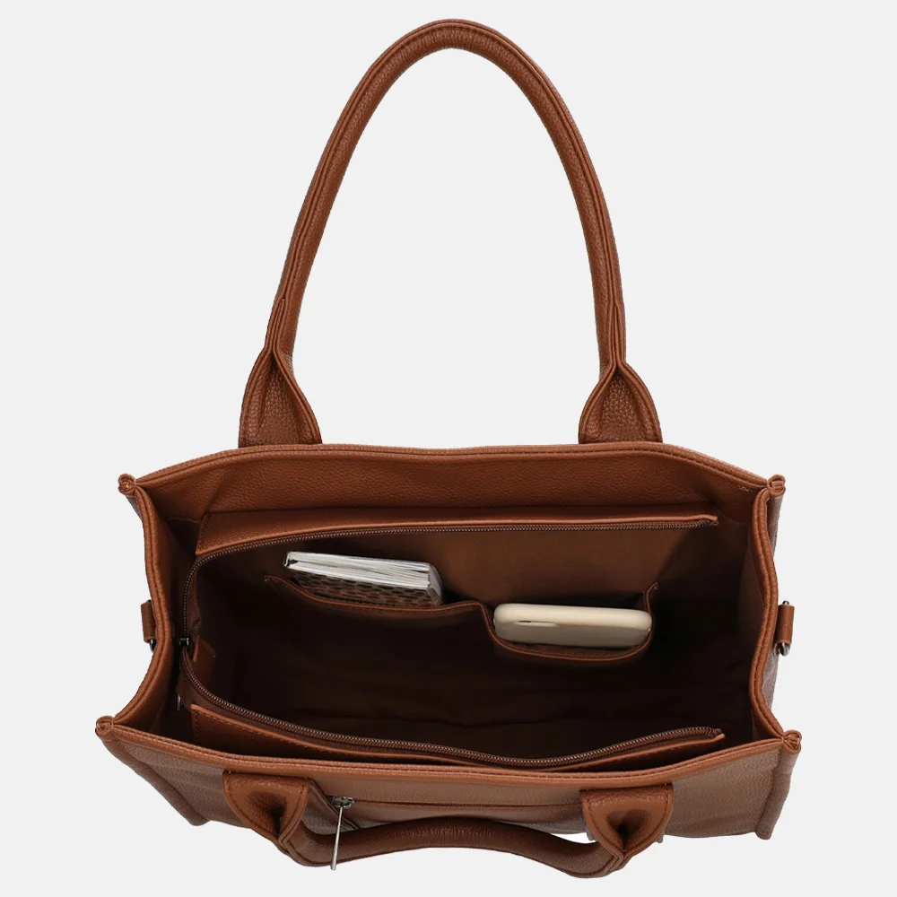 Charm London Debossed shopper M bruin bij Duifhuizen