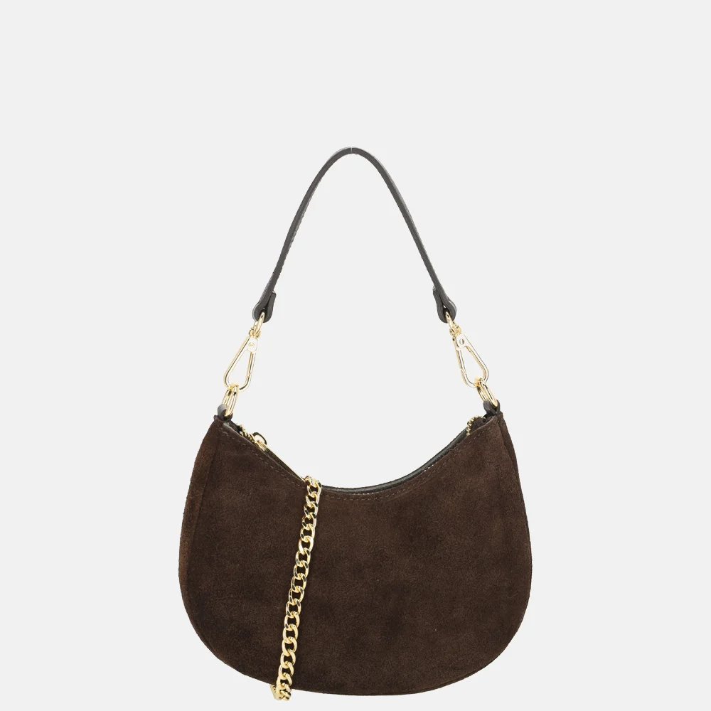 Charm London Mini schoudertas suede donkerbruin