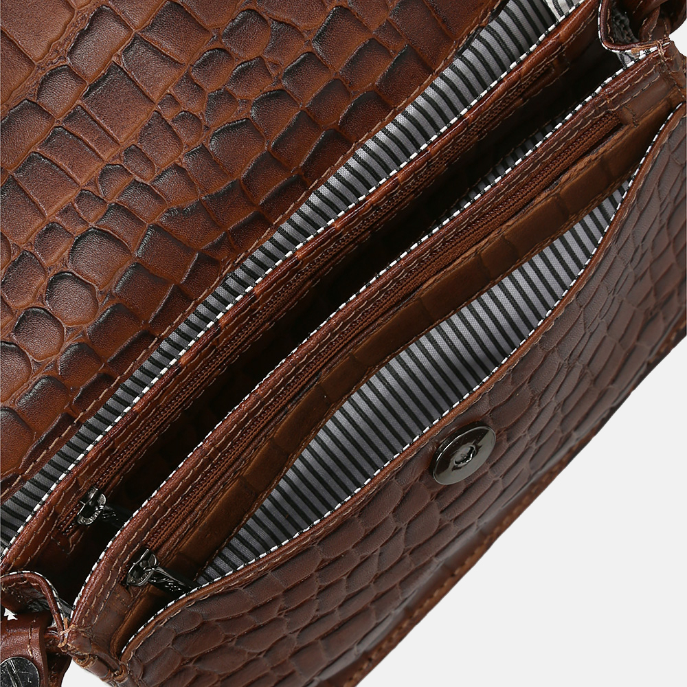 Berba Laguna crossbody tas croco cognac bij Duifhuizen