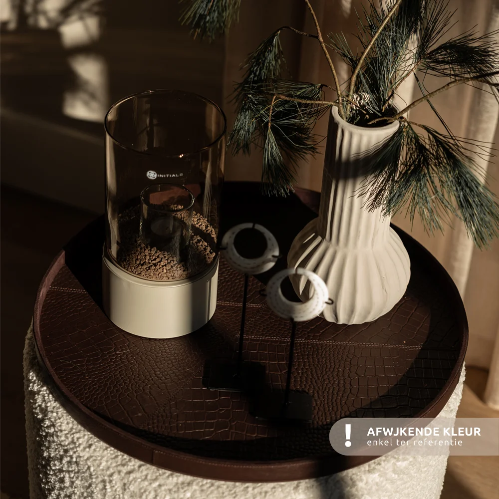 Chamada leren dienblad rond croco L black bij Duifhuizen