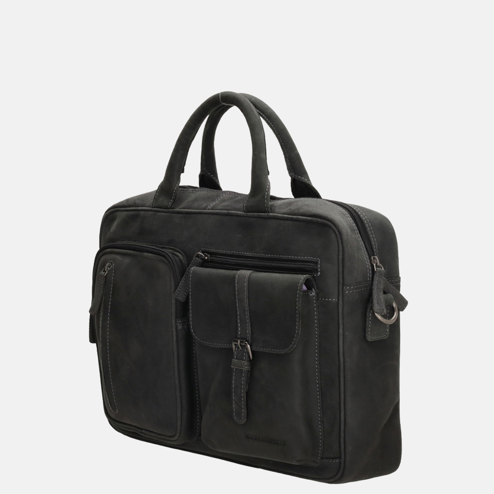 Hide & Stitches laptoptas 15.6 inch black bij Duifhuizen