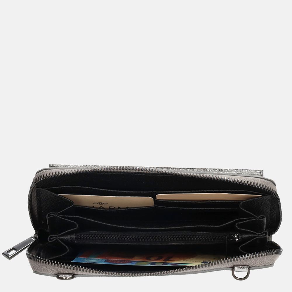 Charm London portemonnee/crossbody tas donkerzilver bij Duifhuizen