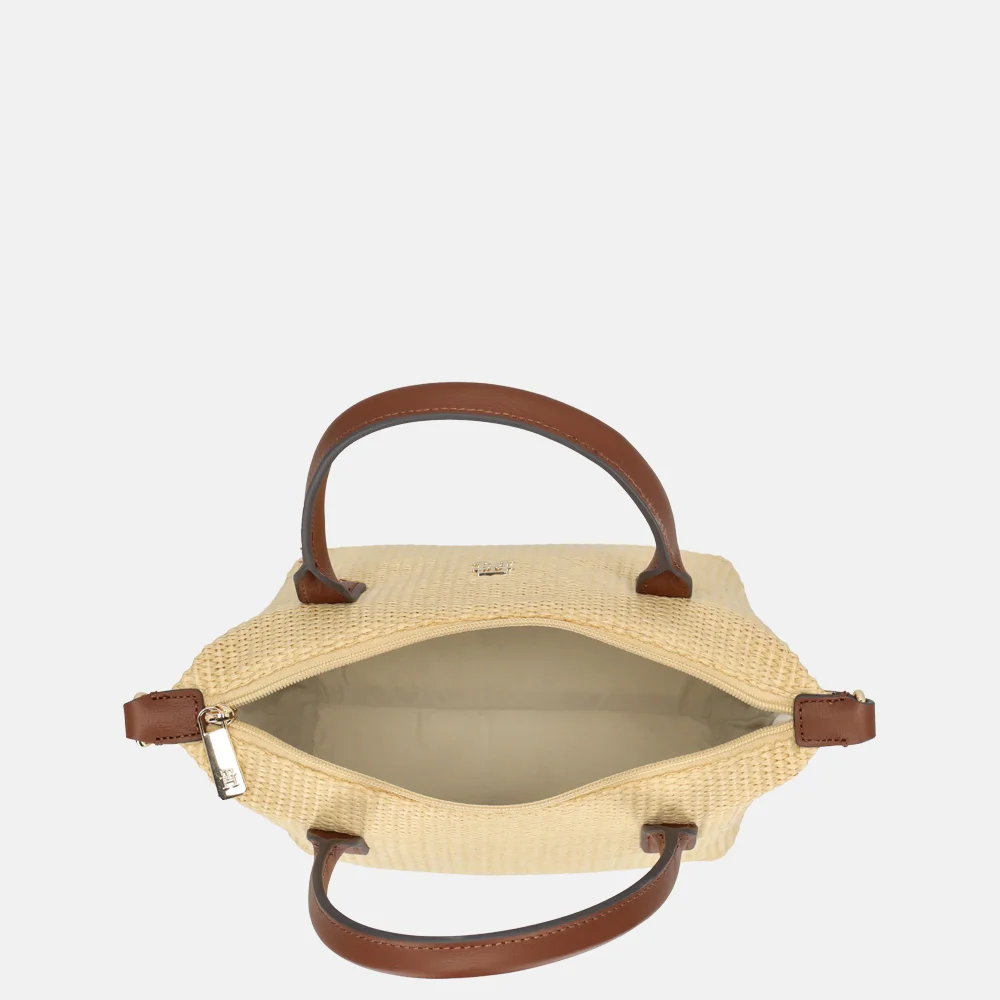 Tommy Hilfiger Popette mini tote handtas natural raffia bij Duifhuizen