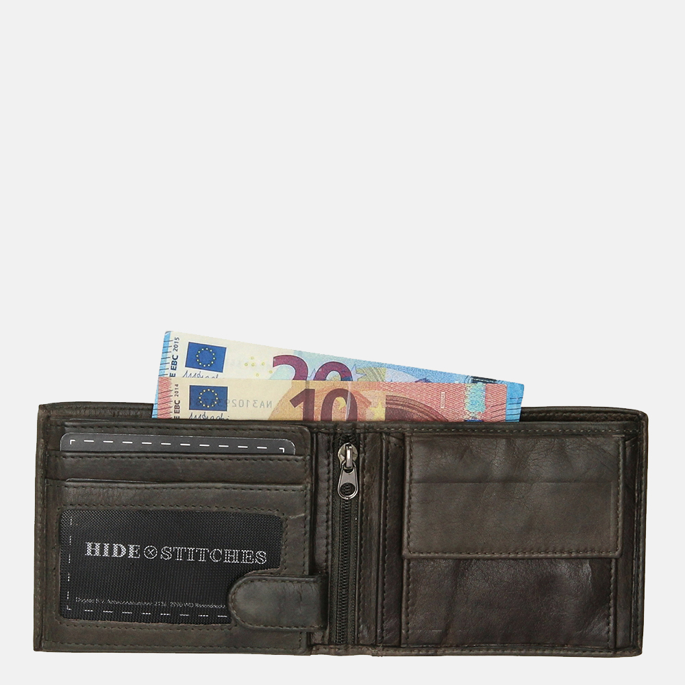 Hide & Stitches billfold olive bij Duifhuizen