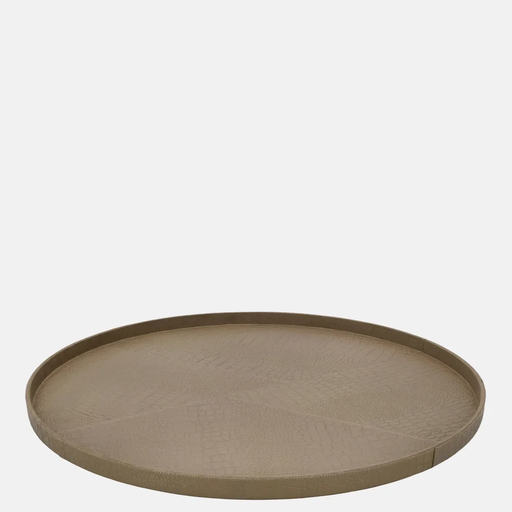 Chamada leren dienblad rond croco XL taupe bij Duifhuizen