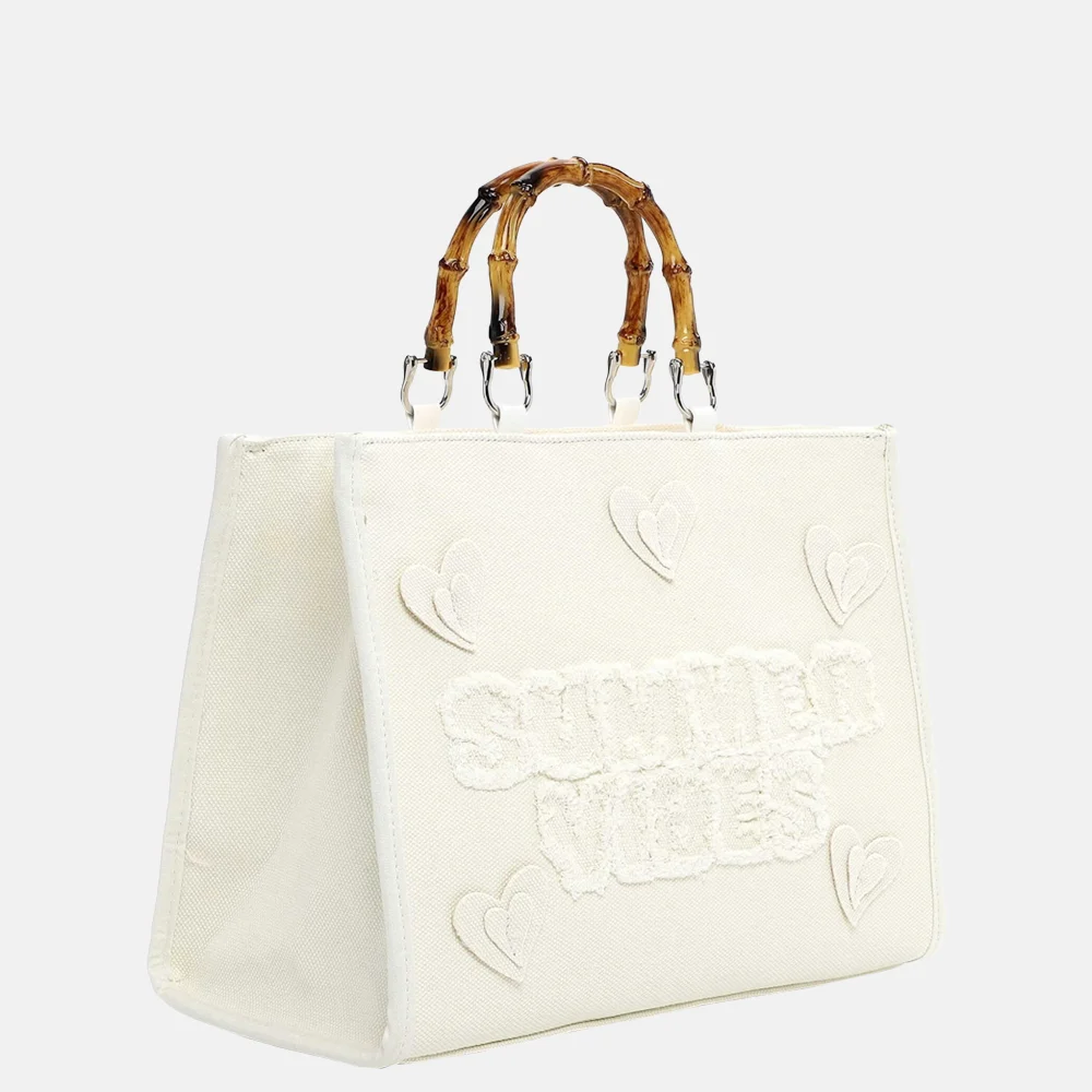 Emily & Noah Joelle summer vibes handtas canvas bambo ecru bij Duifhuizen
