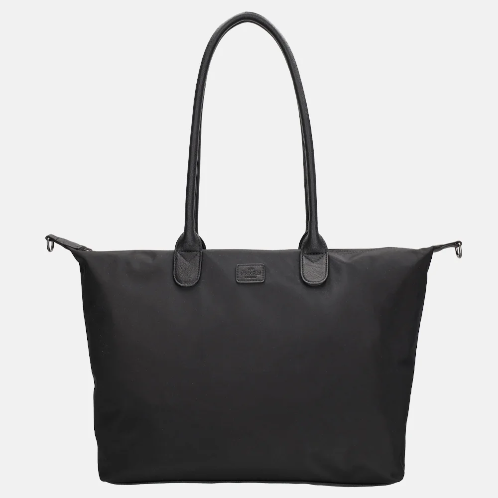 Charm London Buckingham Mono shopper met 15.6 inch laptopvak L zwart bij Duifhuizen