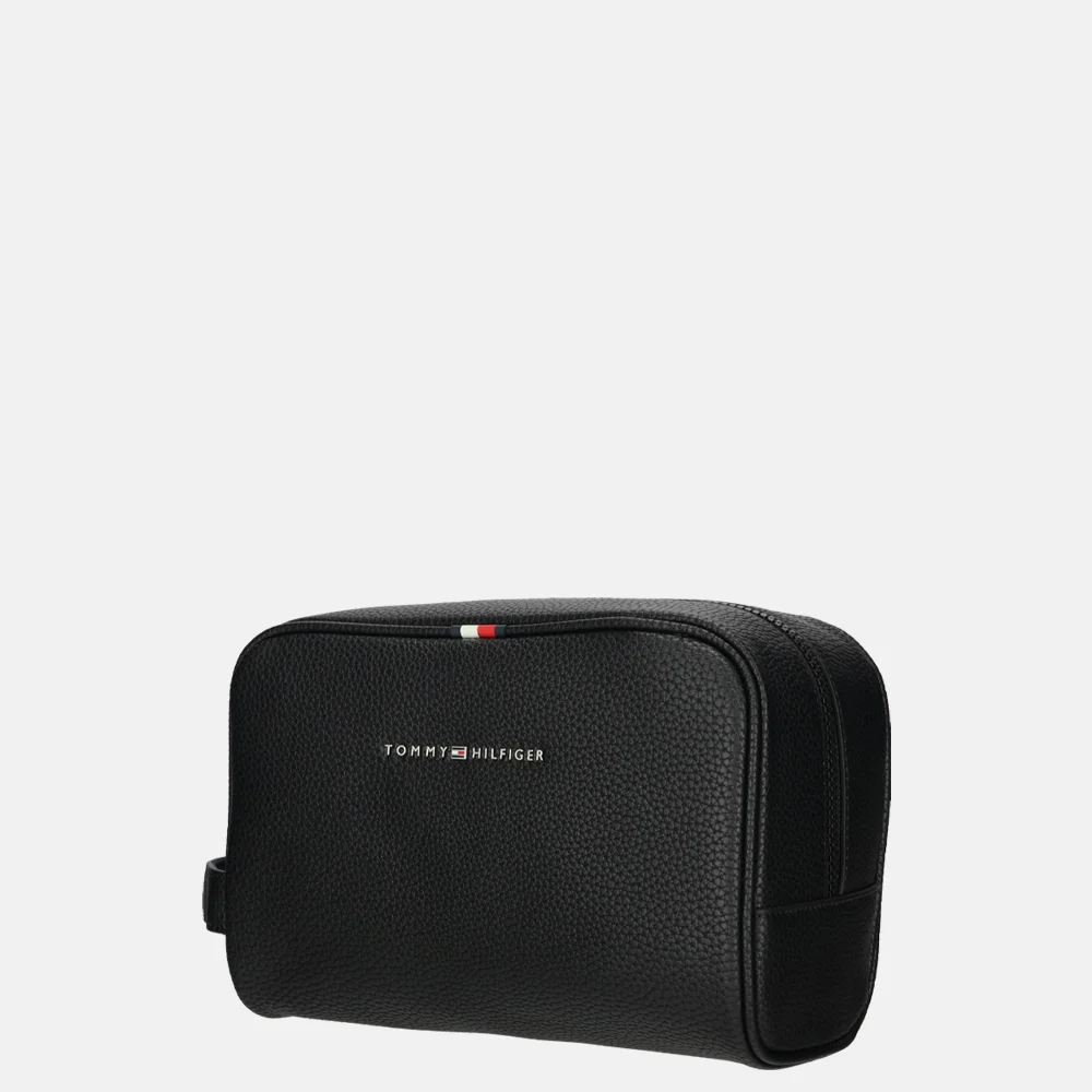 Tommy Hilfiger Essential PU washbag toilettas black bij Duifhuizen