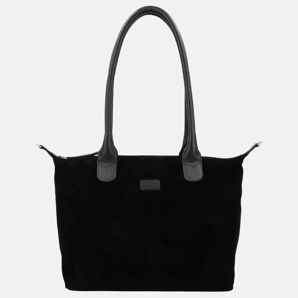 Charm London Buckingham Royal handtas M suede zwart bij Duifhuizen