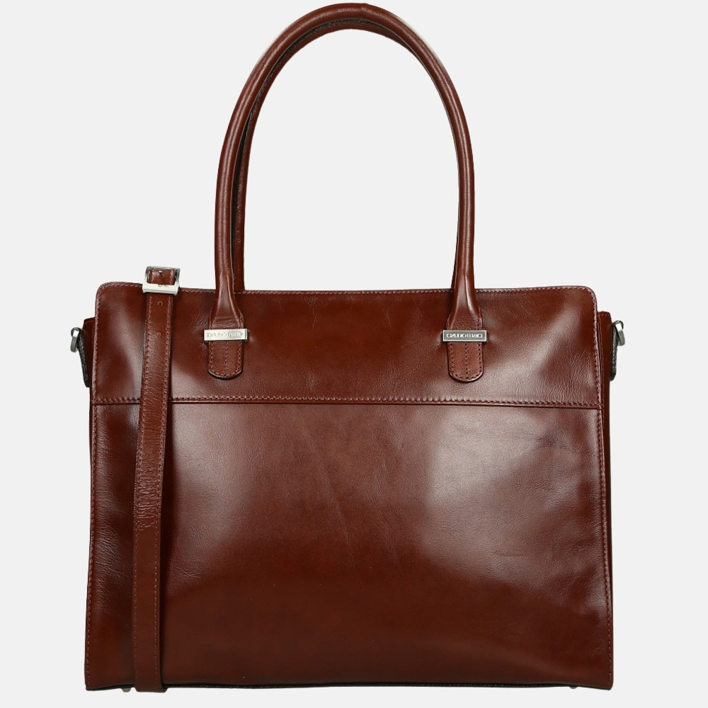 Claudio Ferrici Classico shopper/laptoptas 15 inch brown bij Duifhuizen