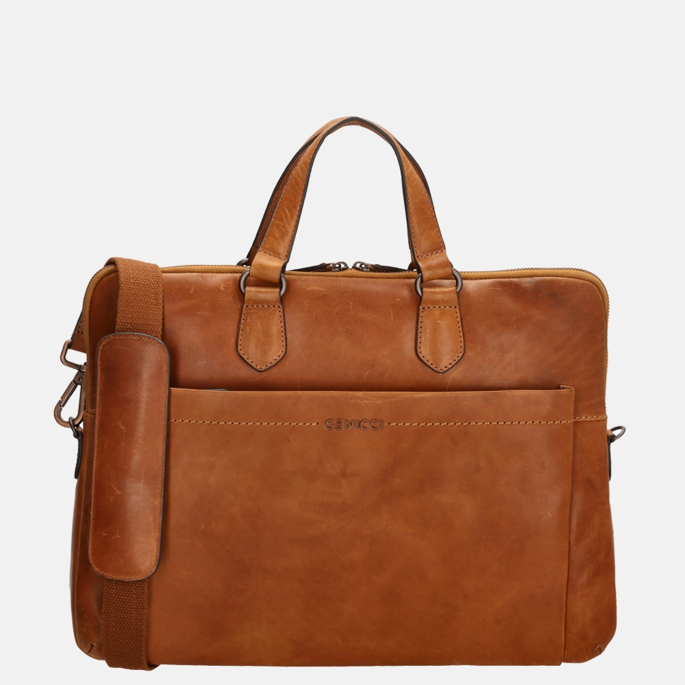 Genicci Dickens laptoptas 15 inch cognac