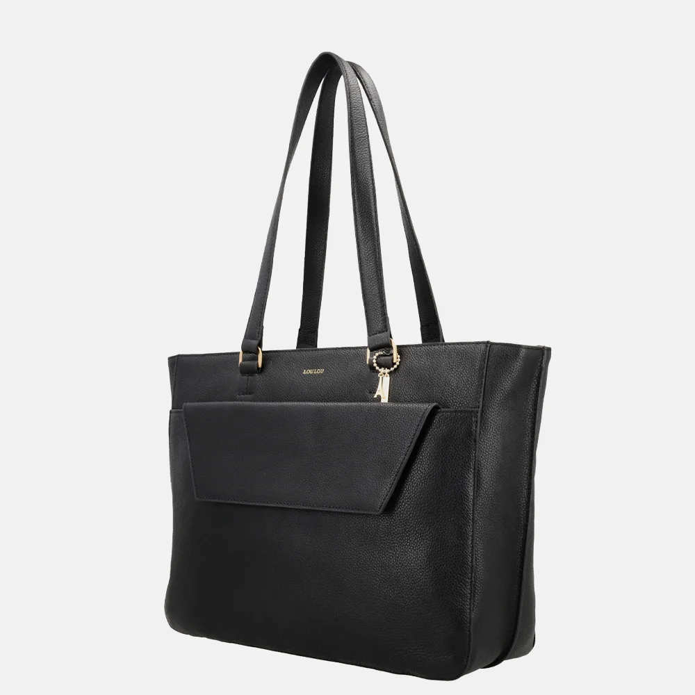 Loulou Essentiels Celine shopper met laptopvak 15.6 inch zwart bij Duifhuizen