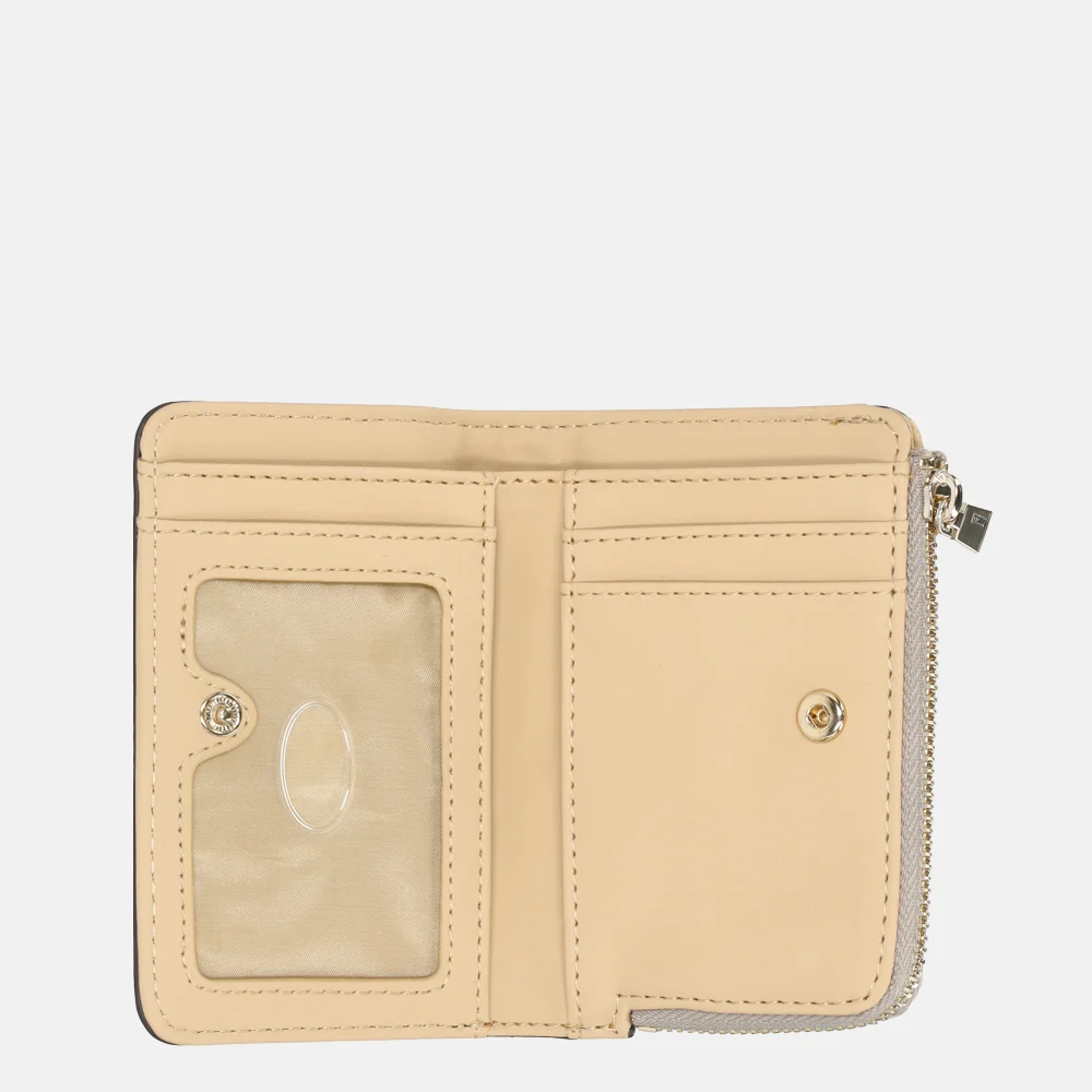 Guess Laurel II zip around card case portemonnee dark taupe logo bij Duifhuizen