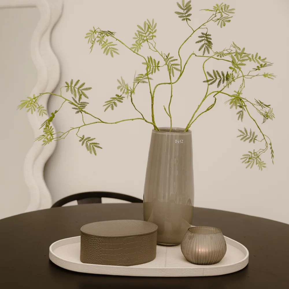 Chamada leren opbergbox ovaal croco large taupe bij Duifhuizen