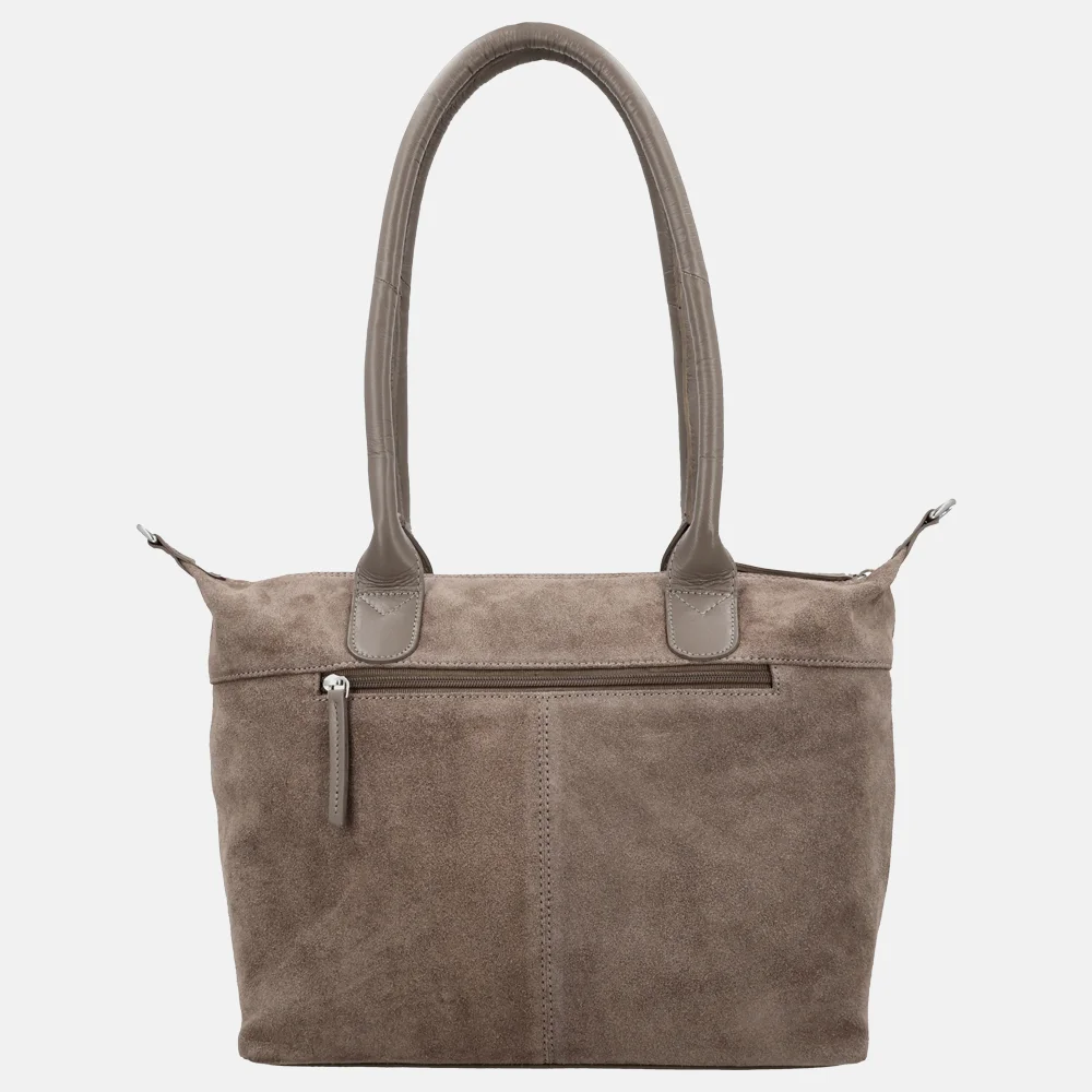 Charm London Buckingham Royal handtas M suede donkertaupe bij Duifhuizen