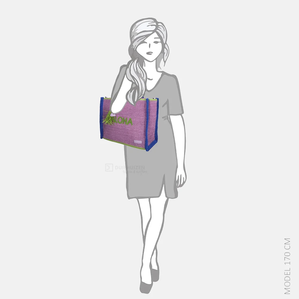 Zebra Trends Moana strandtas riet colorblock lilac bij Duifhuizen