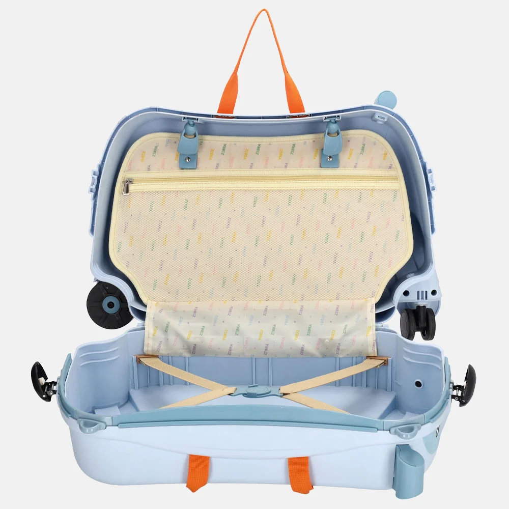 Zebra Trends rol handbagage zitkoffer lichtblauw bij Duifhuizen