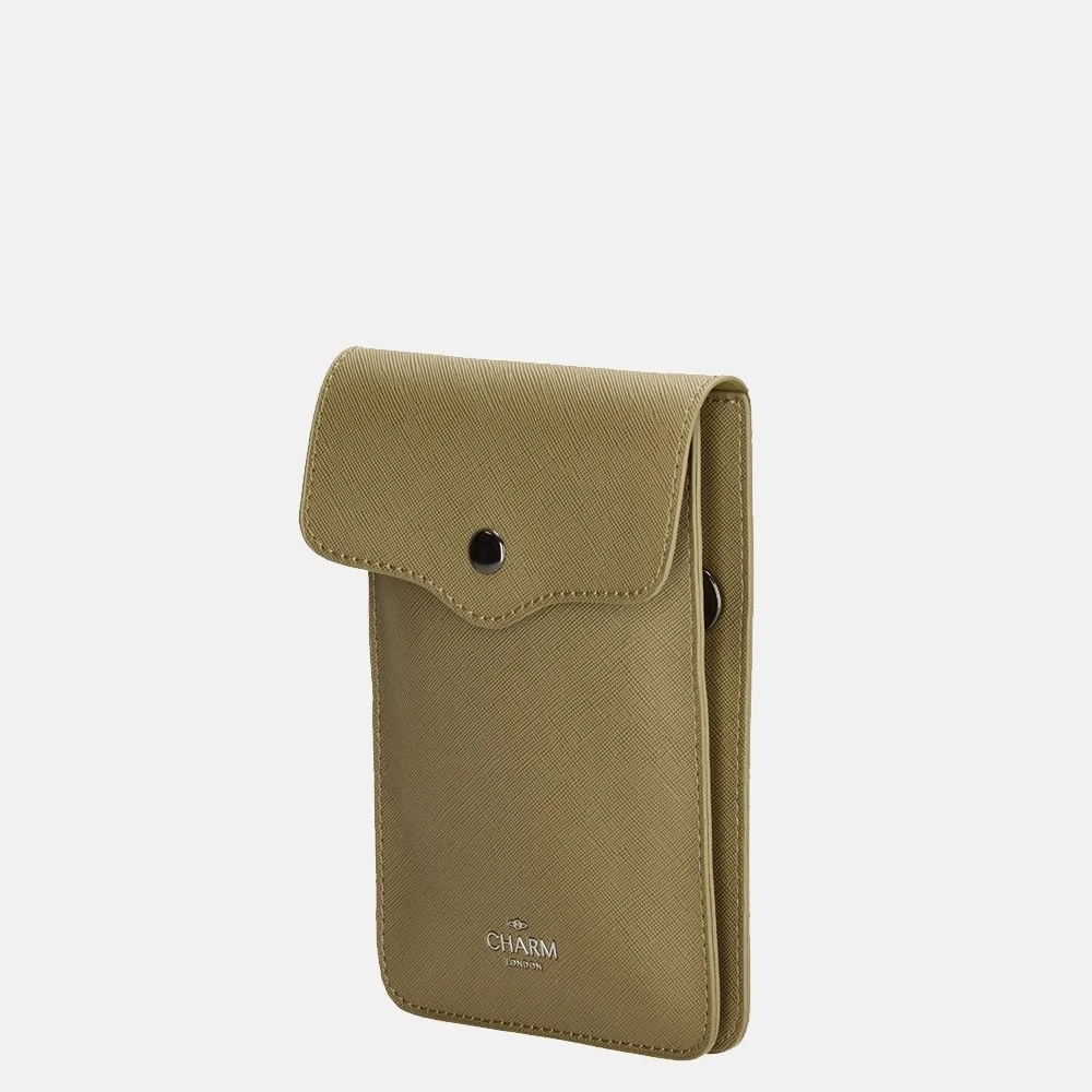 Charm London Saffiano telefoontas khaki bij Duifhuizen