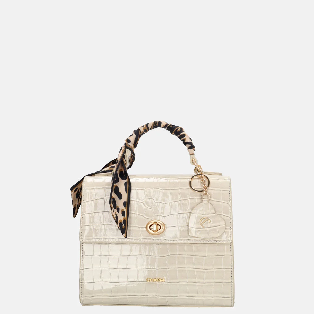 Charm London Knightsbridge handtas croco lak beige bij Duifhuizen