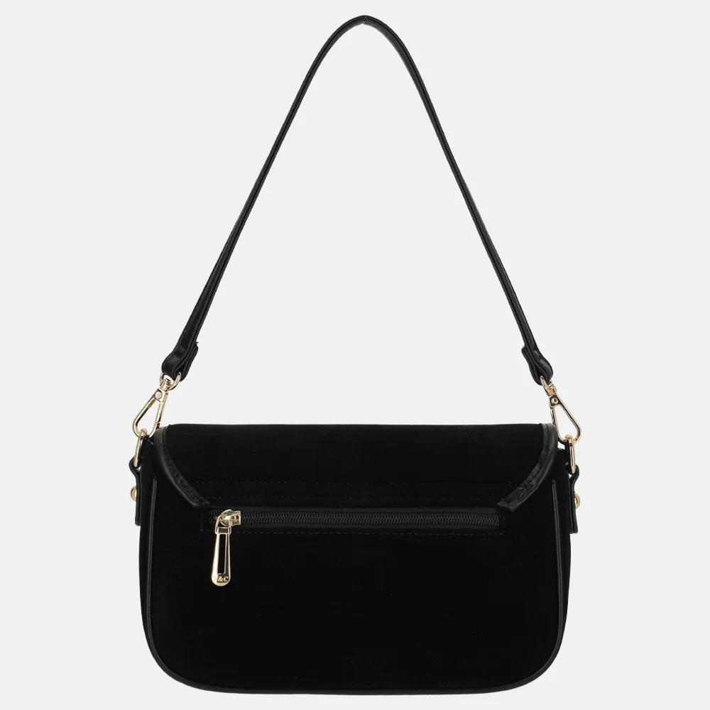 Flora & Co Suedine crossbody tas noir bij Duifhuizen