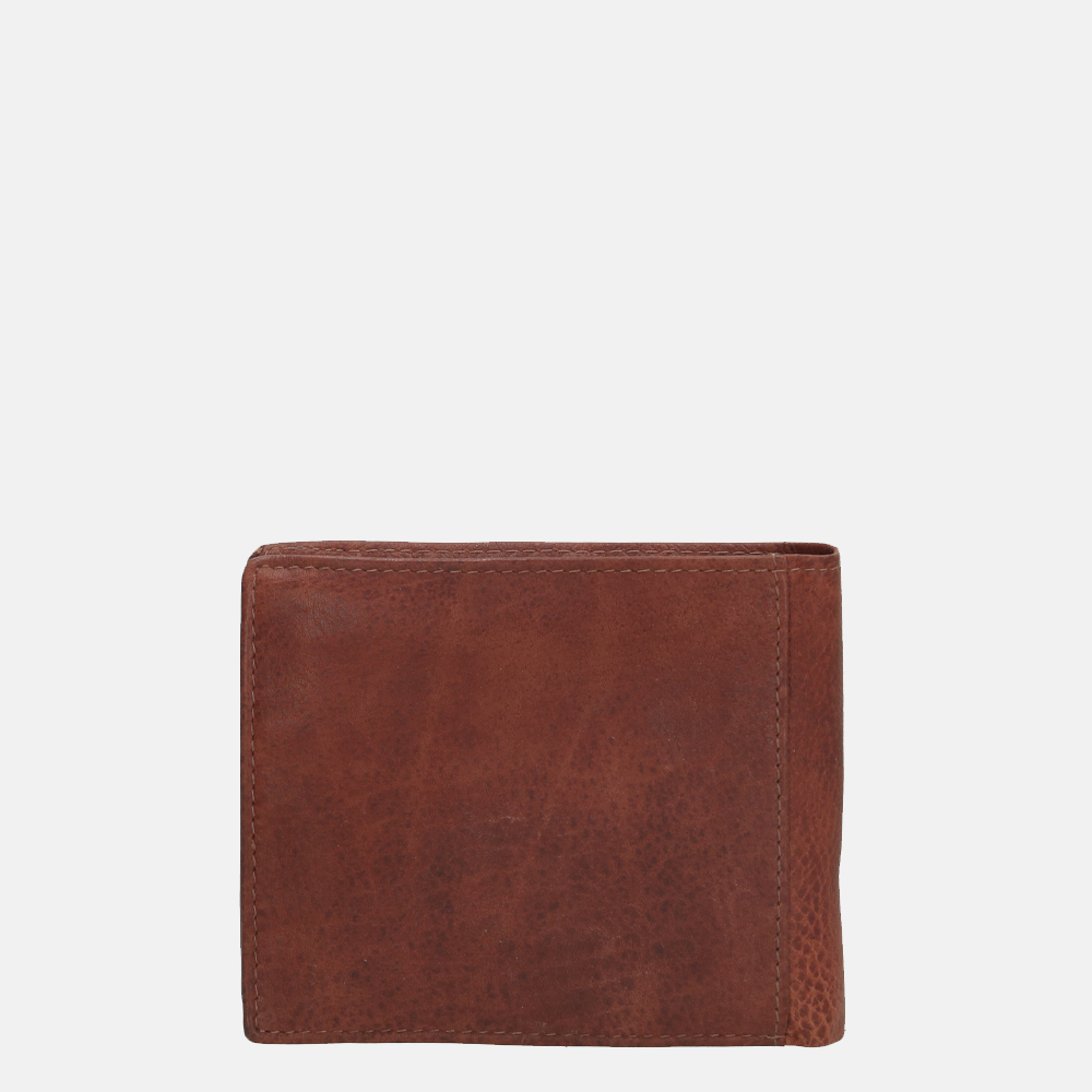 Hide & Stitches billfold dark cognac bij Duifhuizen